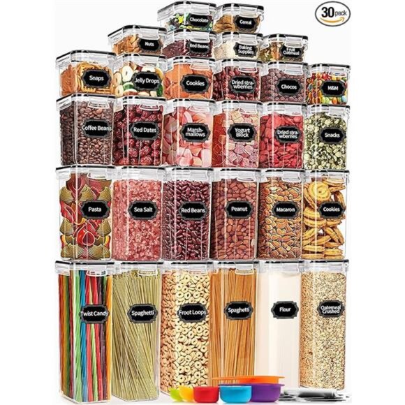 30 Pack Airtight Food Storage Containers for Kitchen Pantry Organizers - Picture 7 of 7